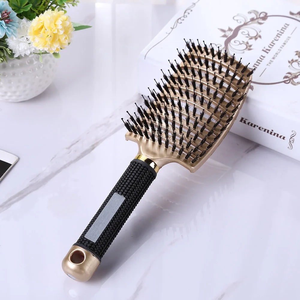 Brosse Démêlante pour Cheveux Raides et Bouclés - Qualité Salon
