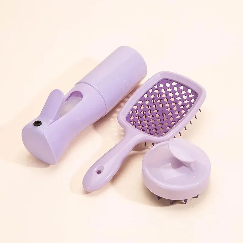 Brosse à shampoing pour Massage du cuir chevelu, flacon pulvérisateur, distributeur, peigne creux, peigne de coiffure, ensemble de cheveux