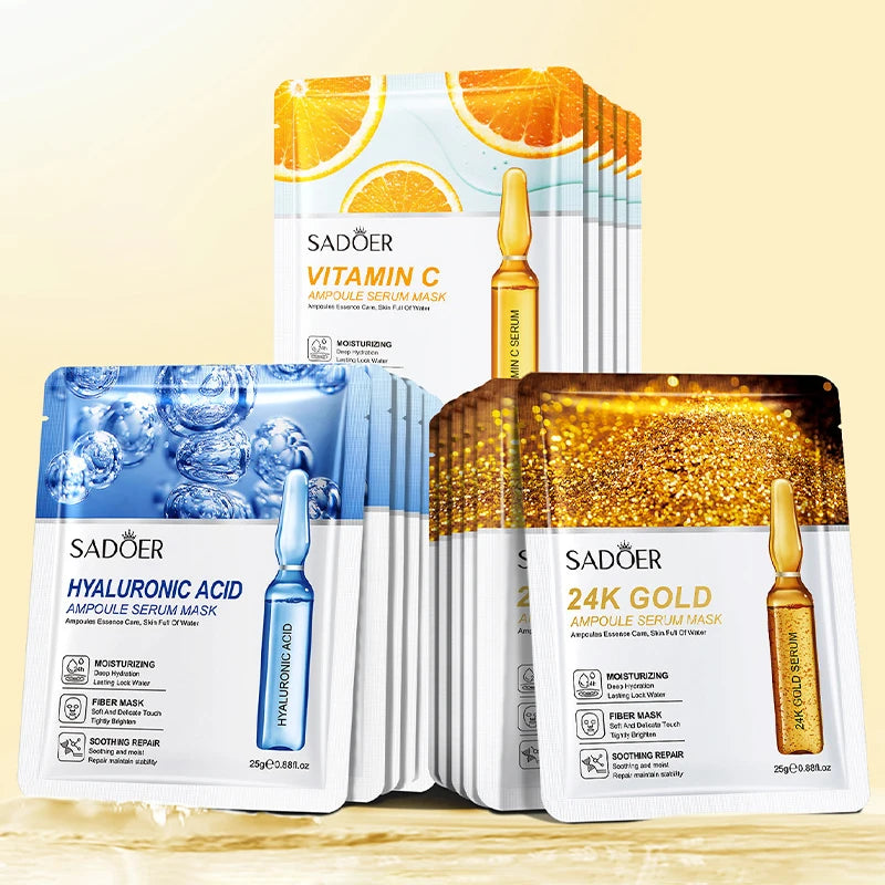 Masque Visage Or 24K Acide Hyaluronique (15pcs)