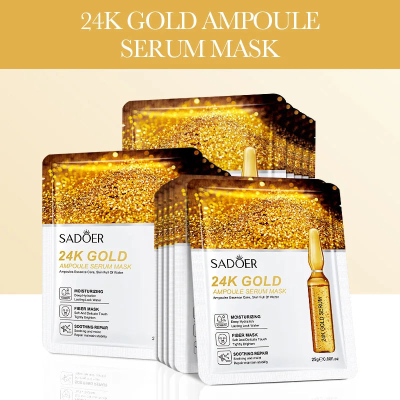 Masque Visage Or 24K Acide Hyaluronique (15pcs)