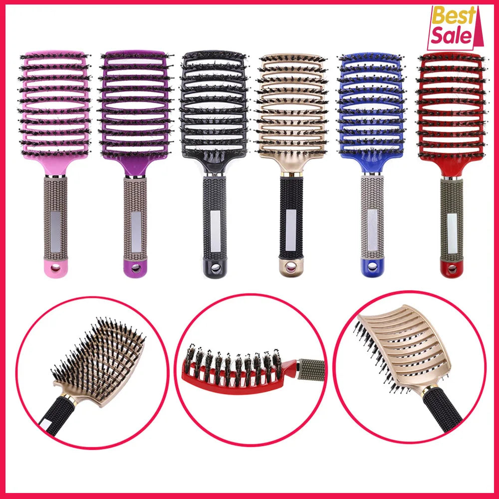 Brosse Démêlante pour Cheveux Raides et Bouclés - Qualité Salon