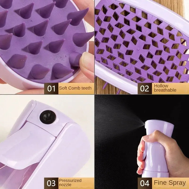 Brosse à shampoing pour Massage du cuir chevelu, flacon pulvérisateur, distributeur, peigne creux, peigne de coiffure, ensemble de cheveux