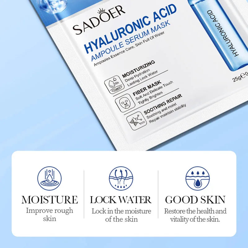 Masque Visage Or 24K Acide Hyaluronique (15pcs)
