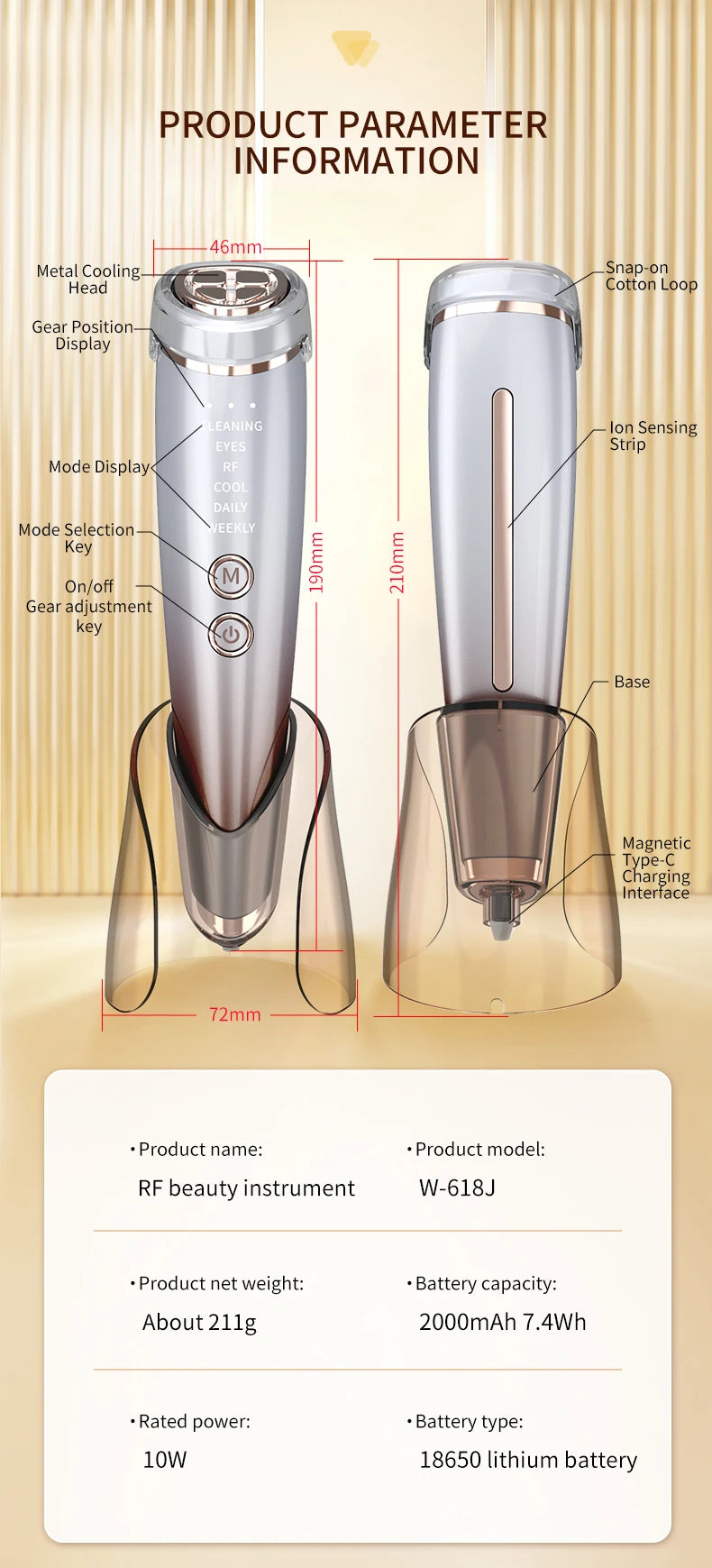 Appareil de Beauté Haute Fréquence 4-en-1