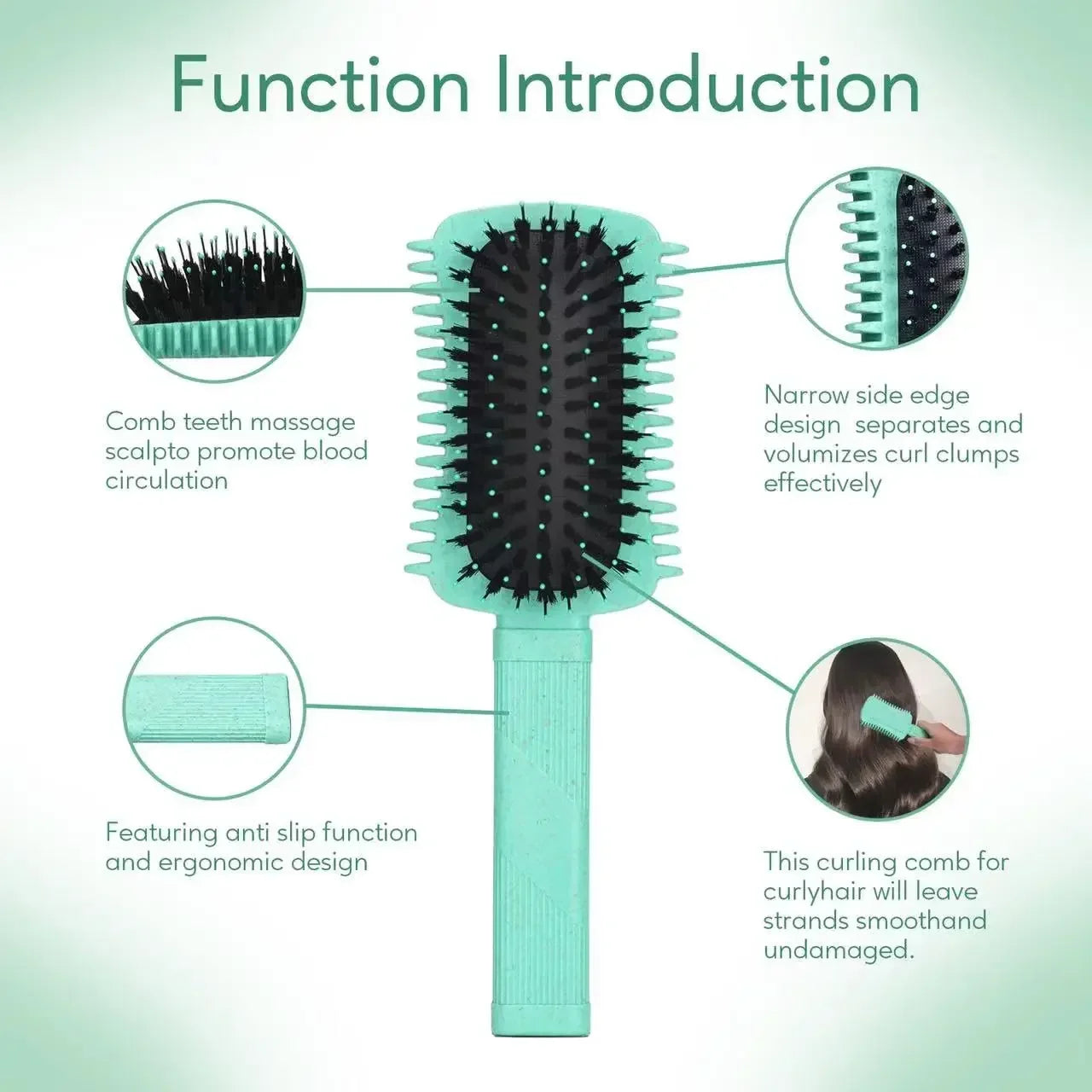 Brosse pour cheveux bouclés et/ou cheveux crépus