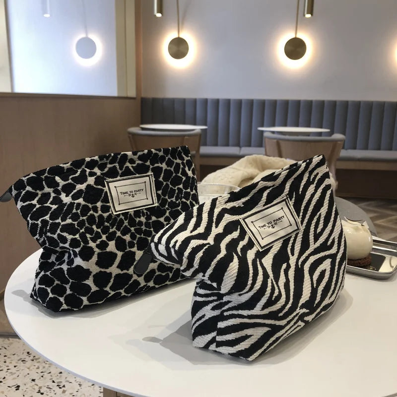 Trousse de Maquillage Léopard en Toile