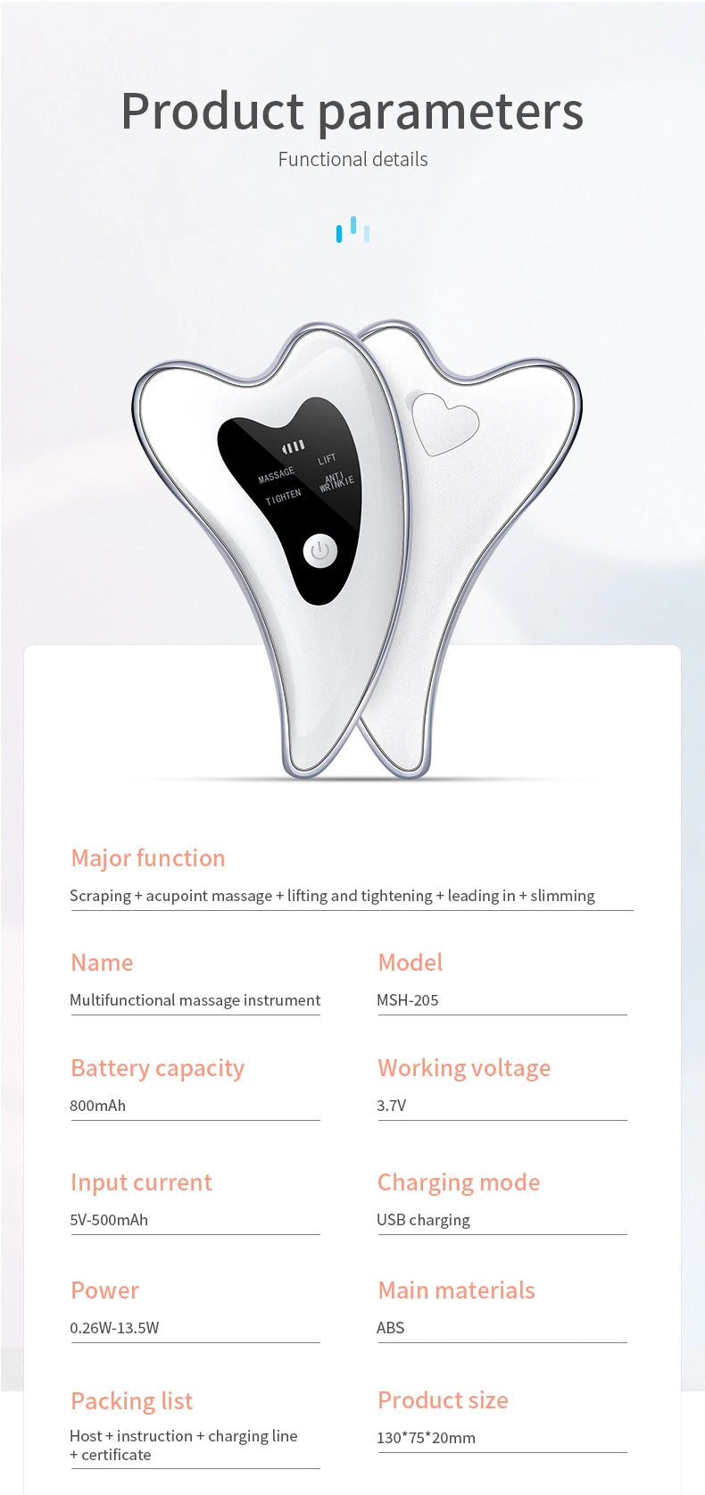 Gua Sha 4-en-1 Masseur Facial Électrique (livré dans un sachet)