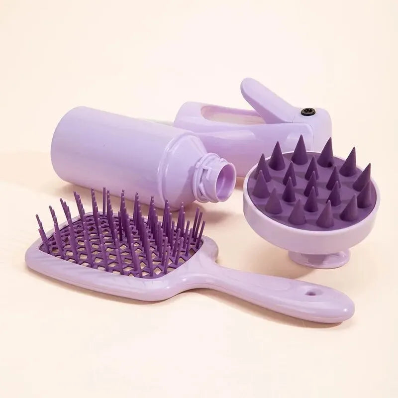 Brosse à shampoing pour Massage du cuir chevelu, flacon pulvérisateur, distributeur, peigne creux, peigne de coiffure, ensemble de cheveux