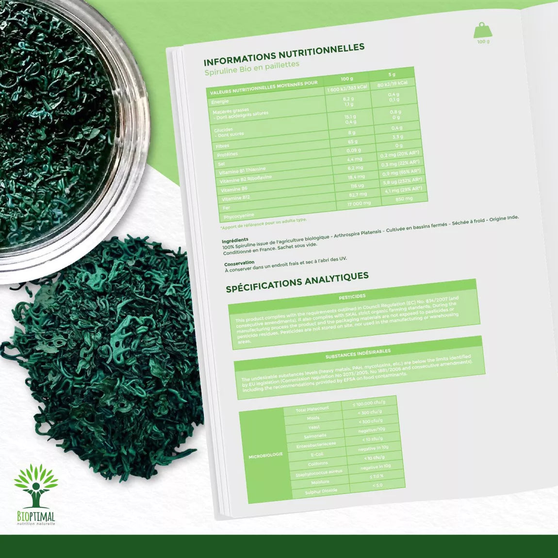 spiruline bio en paillette