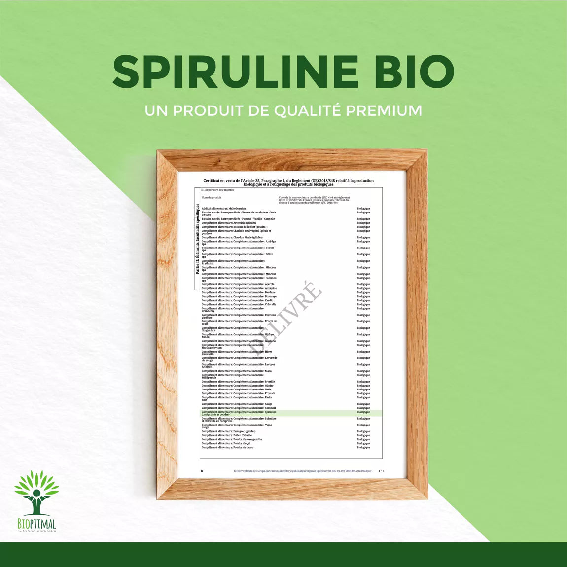 Spiruline Bio en poudre 290