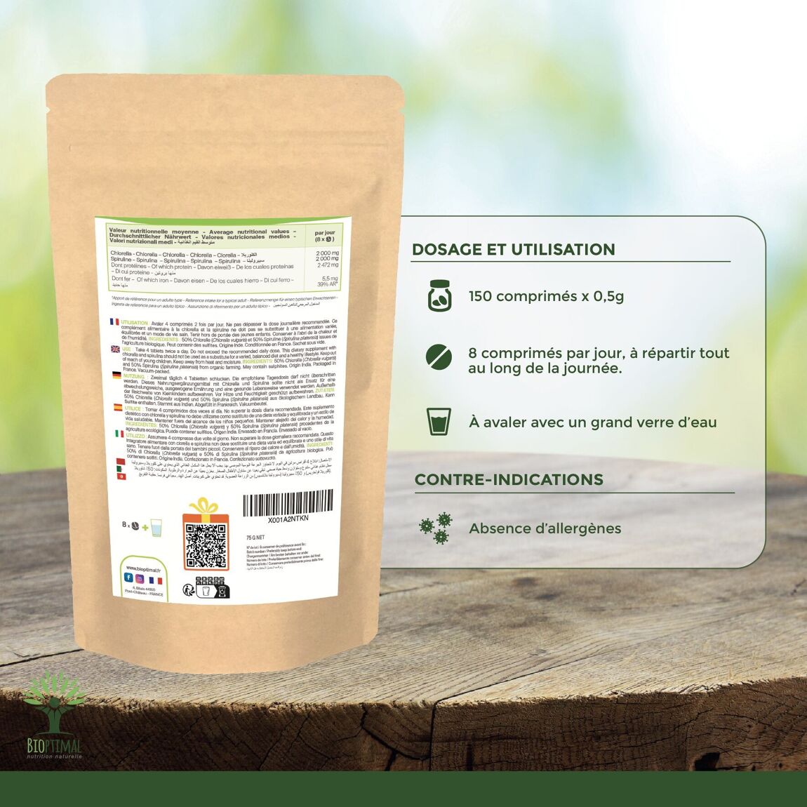 spiruline et chlorella bio en comprimé 288