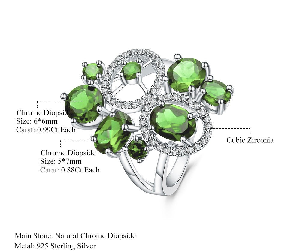 Bague Argent Femme Diopside