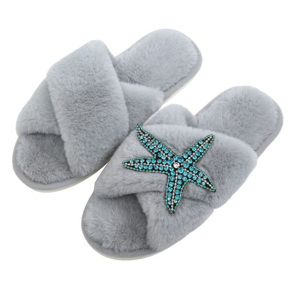 Chaussons femme hiver étoile de mer bleu - épuisé