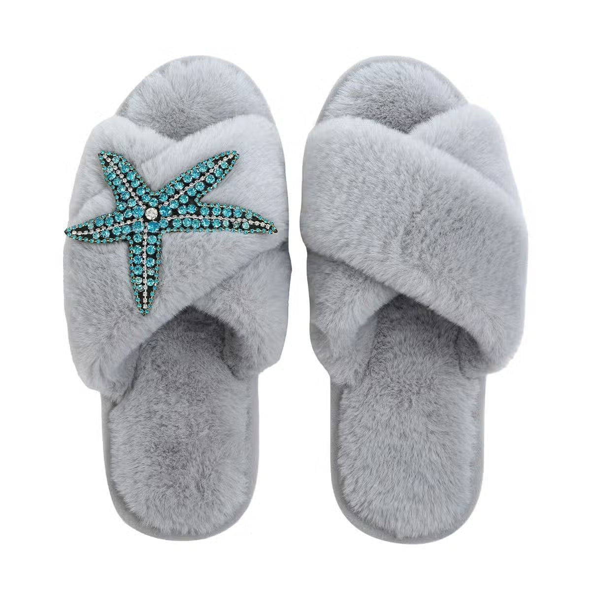 Chaussons femme hiver étoile de mer bleu - épuisé