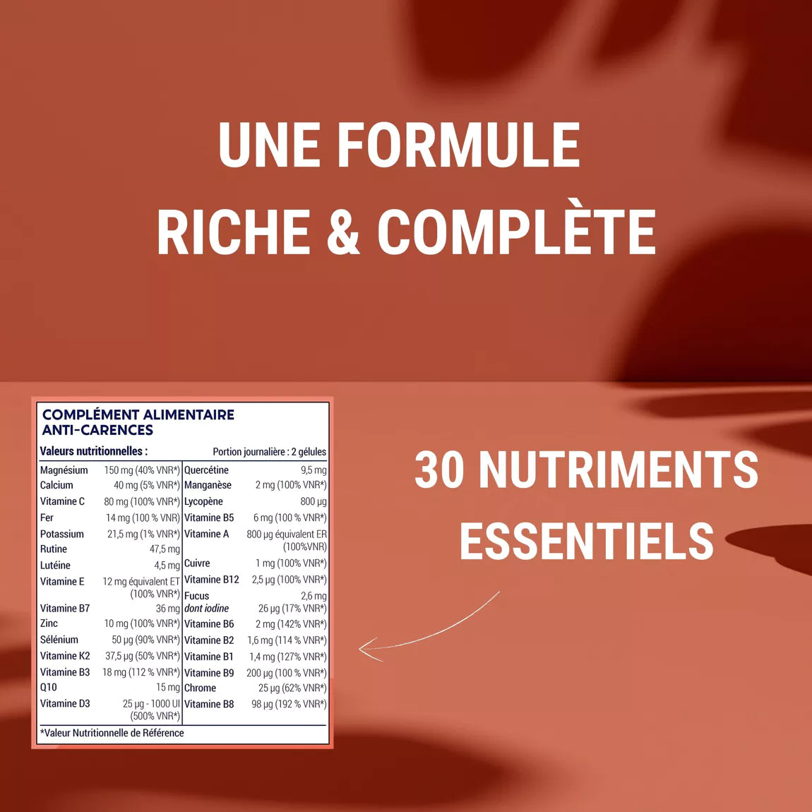 Multivitamines et minéraux 30 nutriments 285