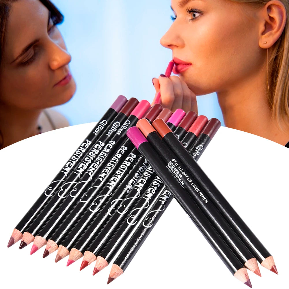 Lot de 12 Crayons à Lèvres Longue Tenue et Nutritifs
