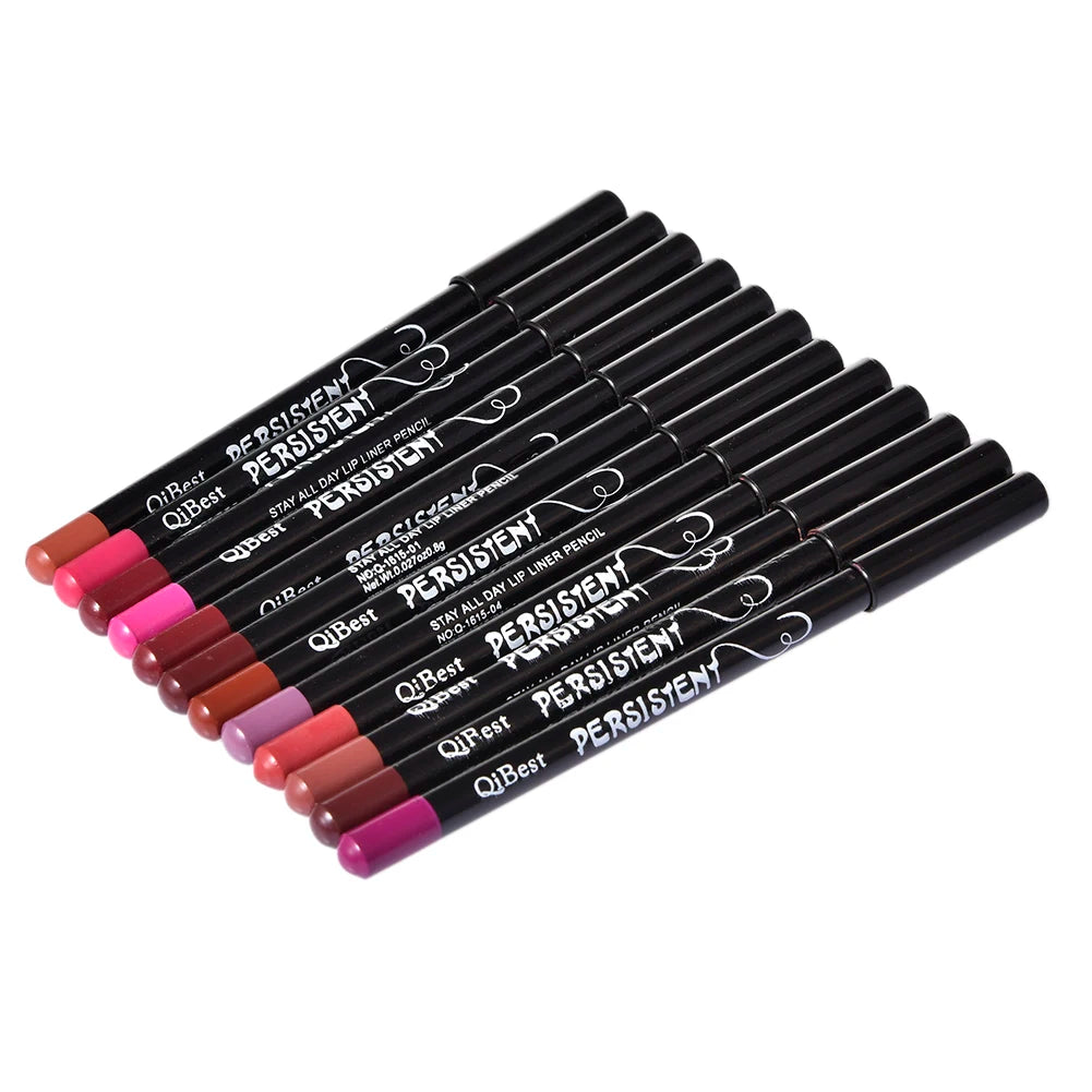 Lot de 12 Crayons à Lèvres Longue Tenue et Nutritifs