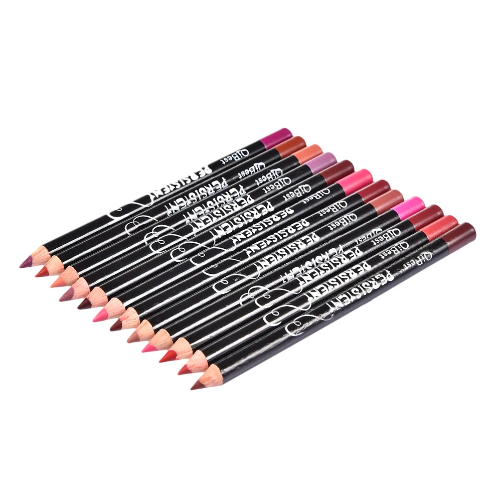 Lot de 12 Crayons à Lèvres Longue Tenue et Nutritifs