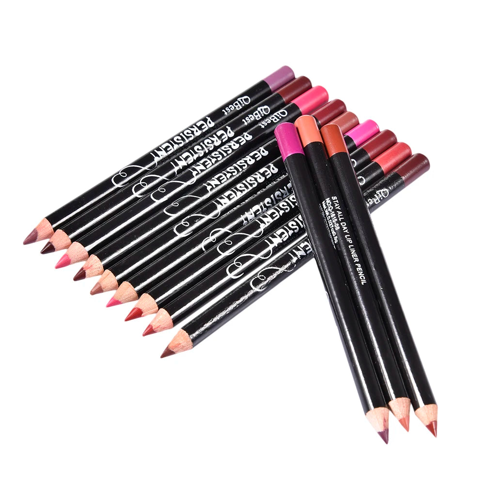 Lot de 12 Crayons à Lèvres Longue Tenue et Nutritifs