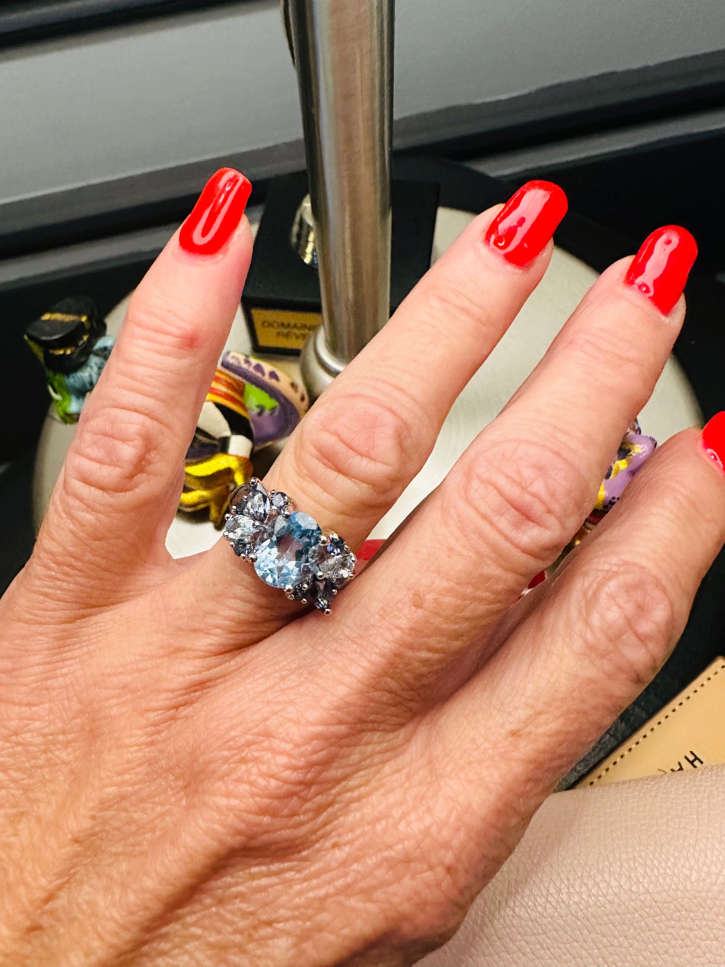 Bague Argent Femme Topaze bleu