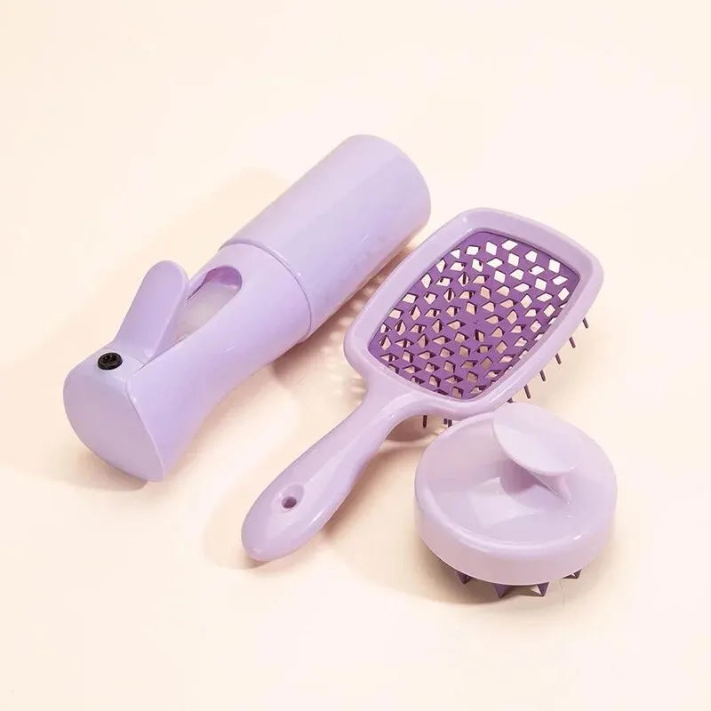 Brosse à shampoing pour Massage du cuir chevelu, flacon pulvérisateur, distributeur, peigne creux, peigne de coiffure, ensemble de cheveux