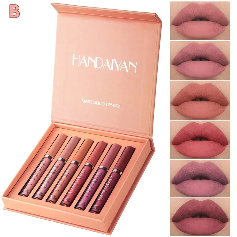 Palette de 6 Rouges à Lèvres liquide  Longue Tenue