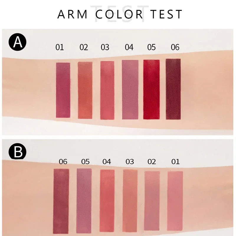 Palette de 6 Rouges à Lèvres liquide  Longue Tenue