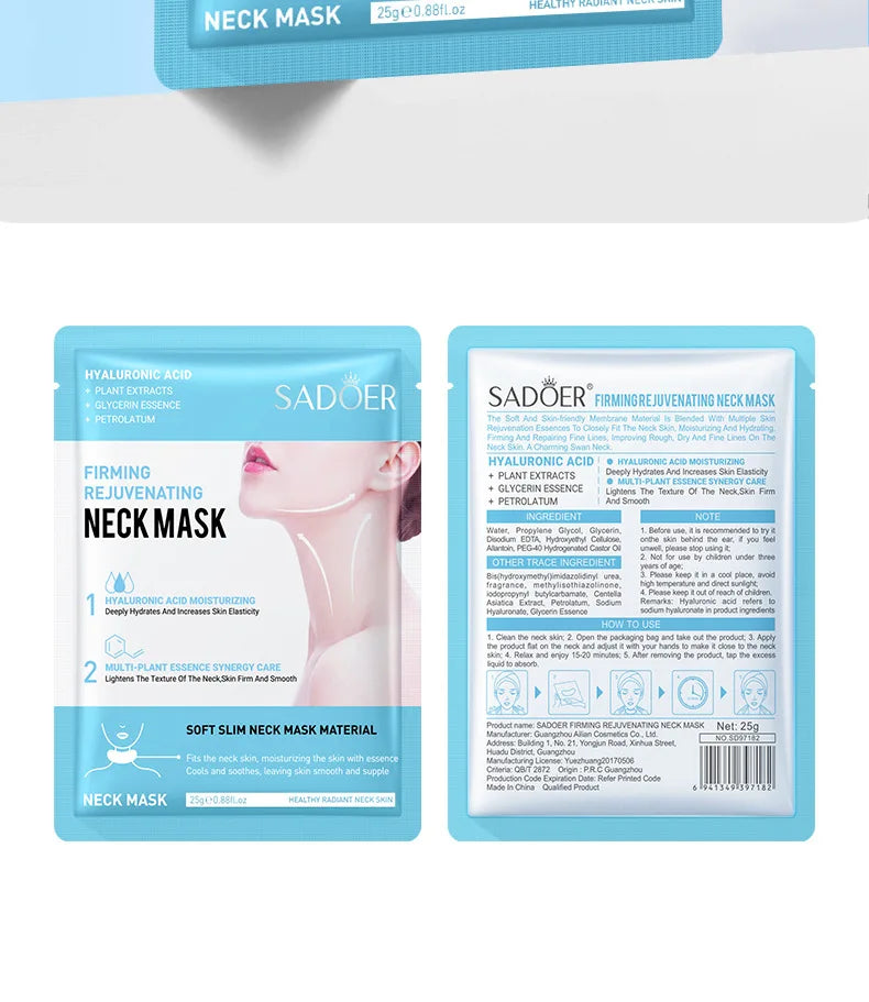 Masques Cou Acide Hyaluronique et Collagène