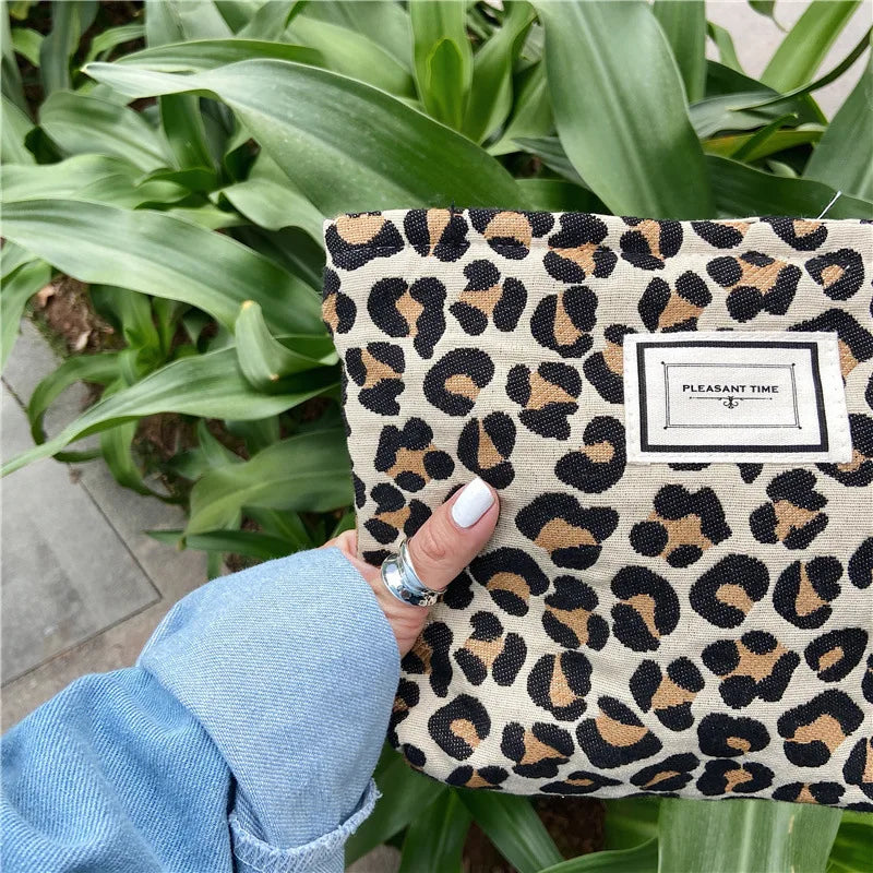 Trousse de Maquillage Léopard en Toile