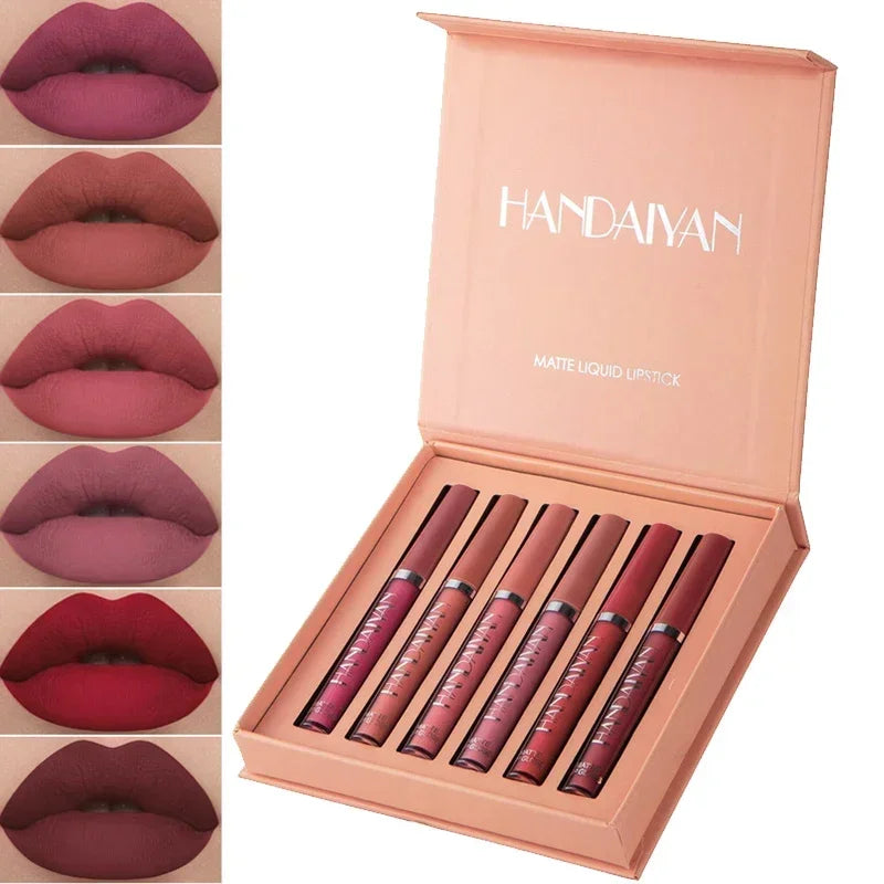 Palette de 6 Rouges à Lèvres liquide  Longue Tenue