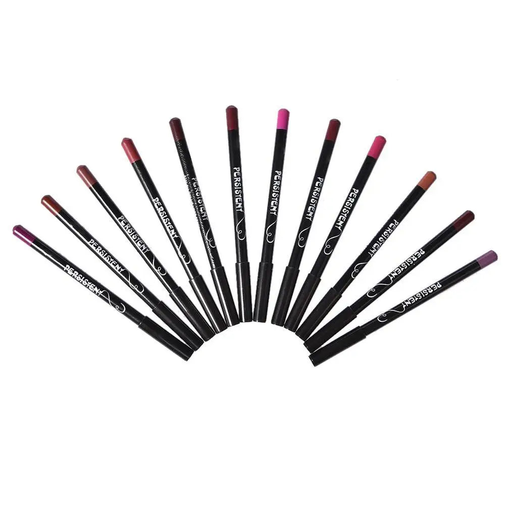 Lot de 12 Crayons à Lèvres Longue Tenue et Nutritifs