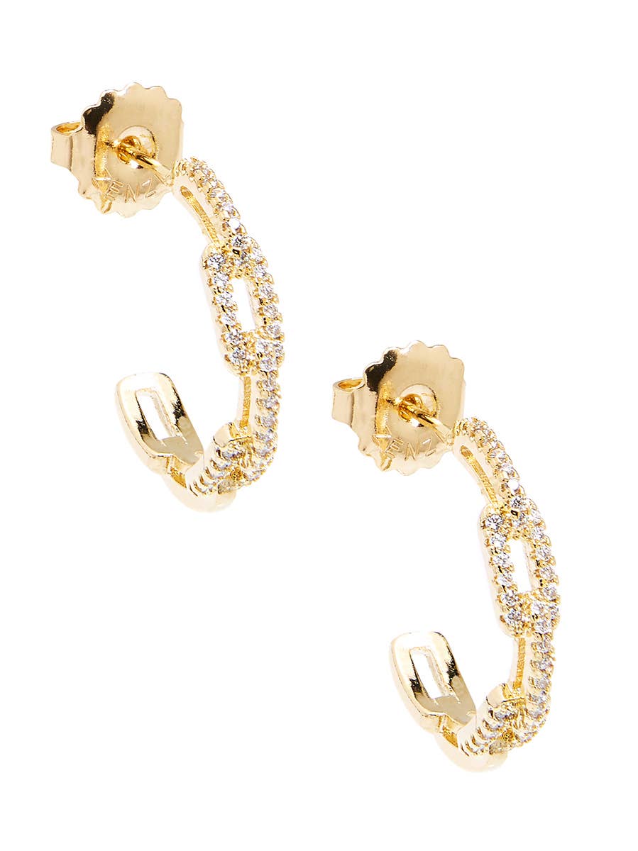 Boucles d'oreilles créoles en cristal pavé: Or/Clair