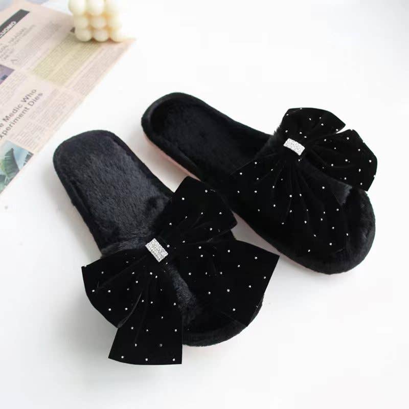 Chaussons femme hiver à petits nœuds