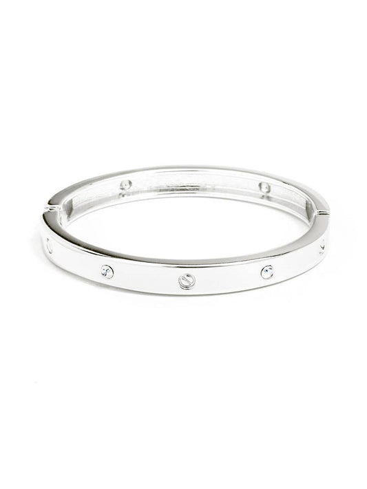 Bracelet manchette boulon et cristal: Argent